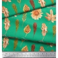 thumbnail image 3 of Soimoi Green Japan Crepe Satin Fabric Sunflower & Autumn Leaves Print Fabric by the Yard 42 Inch Wide, 3 of 3