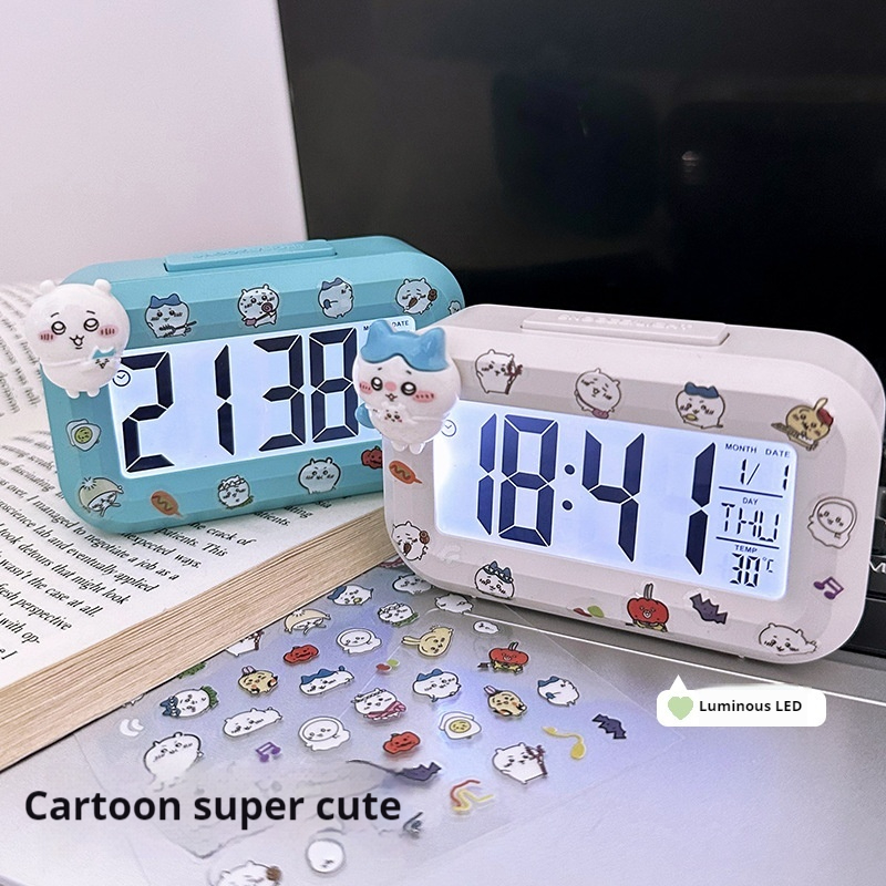 Chiikawa Style Multifunctional Alarm Clock For Learning Timed Night Light Exquisite Desktop Clock Cute Alarm Clock Gift