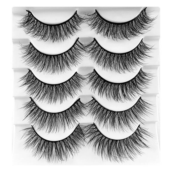 5 Pairs Layered Natural Looking False Eyelashes for Enhanced Eye Makeup and