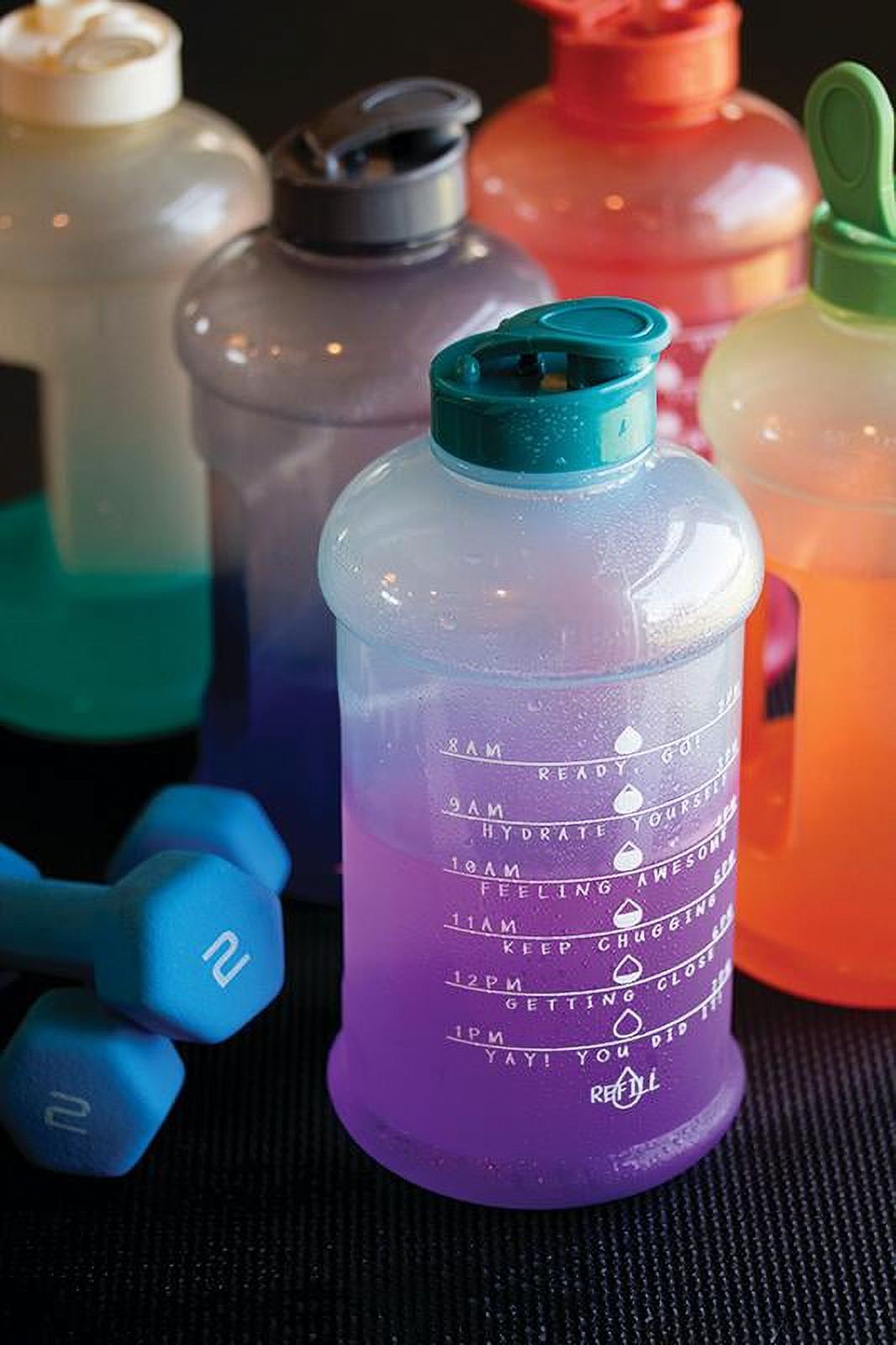 Mainstays 50-Ounce Color Changing Plastic Motivational Hydration Bottle, Blue