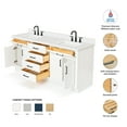 thumbnail image 3 of ARIEL 73" White Double Vanity, 1.5" Edge Pure White Quartz Countertop & Splash, Rectangular Sinks, 4 Soft Closing Doors, 6 Full Extension Dovetail Drawers, Toe Kick, Matte Black, 3 of 10