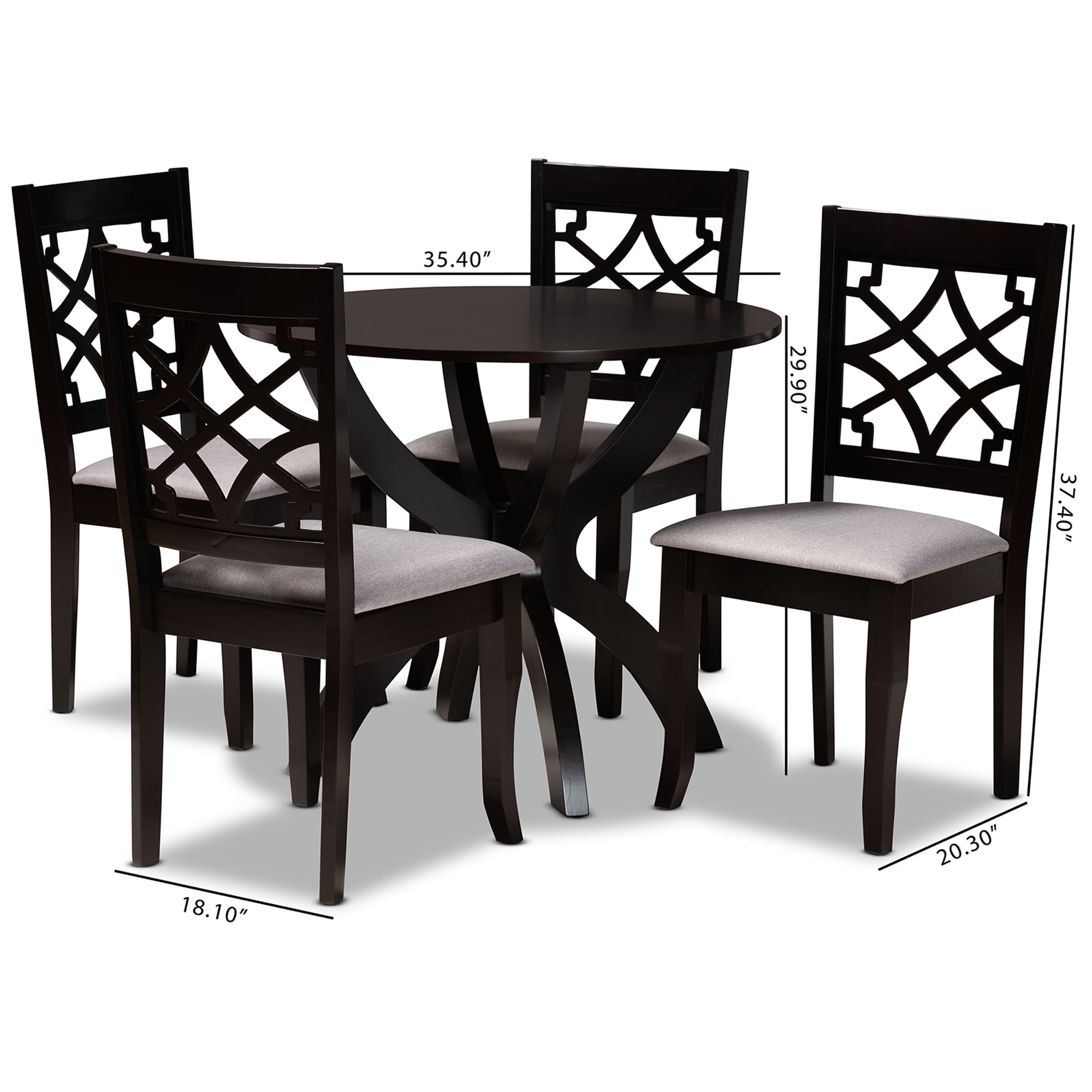 Baxton Studio Sandra Modern and Contemporary Grey Fabric Upholstered and  Dark Brown Finished Wood 5-Piece Dining Set - Walmart.com