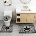 thumbnail image 5 of 4PCS/Set Vintage Brown Western Texas Star Beige Shower Curtain Set, Primitive Berry Garland Rural Country Farmhouse Bathroom Decor, Non-slip Bath Rugs Toilet Mat Carpet, The Lone Star State, 5 of 7