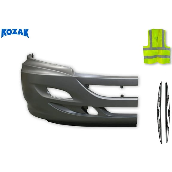 KOZAK Replacement Bumper Corner With Fog Lights Holes Right Passenger Side Compatible with International Prostar