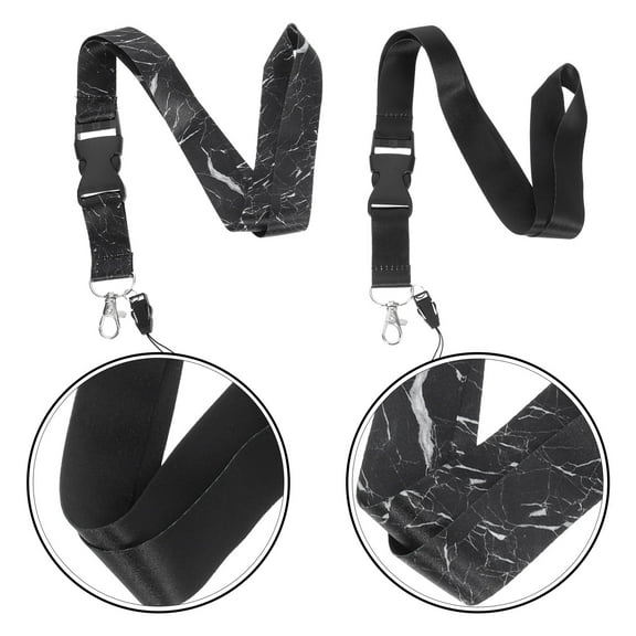 OFFIGAM 2Pcs Black Lanyards for Id Badges Lightweight Decorative Hanging Straps