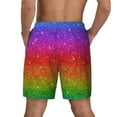 thumbnail image 4 of Haiem Rainbow Glitter Mens Swim Trunks with Compression Liner 2 in 1 Swimming Shorts Stretch Swimwear Quick Dry,Board Shorts-Large, 4 of 9
