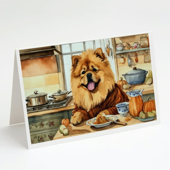 Chow Chow Fall Kitchen Pumpkins Greeting Cards and Envelopes Pack of 8 7 in x 5 in