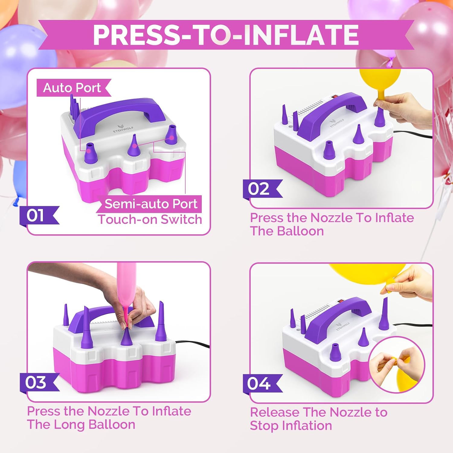 HYVOHEX Electric Balloon Pump with 3 Nozzles photo 8