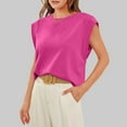 thumbnail image 5 of HAOYUNL Summer Tank Tops Tees for Women New Round Neck Tunic Tops Loose Sleeveless T-Shirt Top Women's Vest, 5 of 9