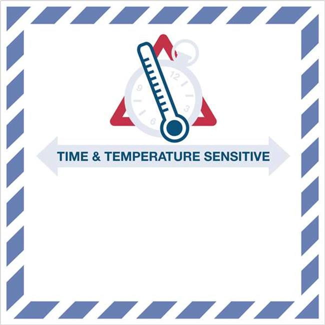 Tape Logic DL1394 4 x 4.25 in. - Time & Temperature Sensitive Label, Red, White & Blue - Roll of 500