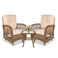 thumbnail image 7 of MEETWARM 3 Pieces Outdoor Patio Wicker Rocking Glider Set, Rocking Chairs Rattan Patio Furniture Sets with Thickened Cushion and Glass-Top Coffee Table, Conversation Bistro Set for Porch & Backyard, 7 of 7