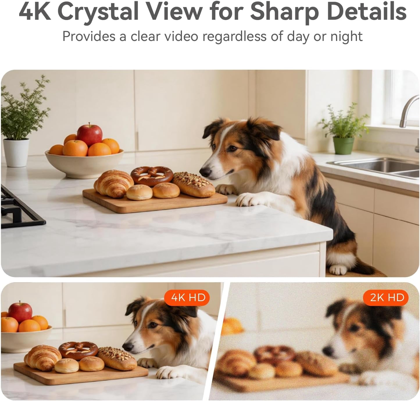 4K UHD Indoor Camera, 64G Built-in Storage No Subscription,Pet Camera Indoor with Phone App,Work as Baby Monitor/Cat/Dog Camera,360°Pan&Tilt,Two-Way Talk,Privacy Mode,AI Tracking/Detection