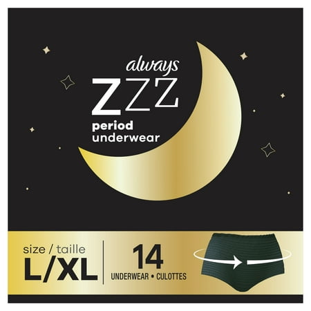 Always ZZZ Overnight Disposable Period Underwear 360° Coverage, Size LG, 14 Ct