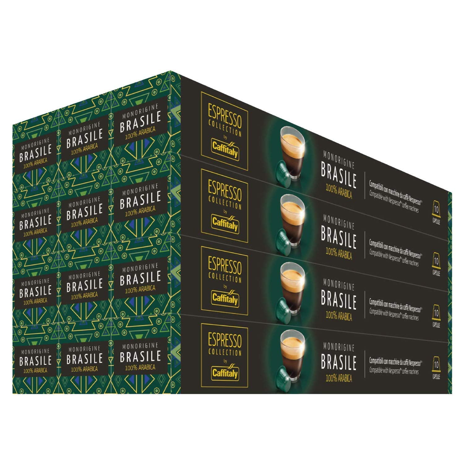 Caffitaly Coffee Pods Compatible with Nespresso Medium Roast Brasile, 120 Count