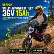 IVFJFV 500W Electric Dirt Bike for Kids,Up to 17.4MPH & 23.6 Miles,Two Speed Modes, Front & Rear Suspension,Mechanical Disc Brakes, 165 LBS,Beginner-Friendly Handle, All-Terrain,PURPLE