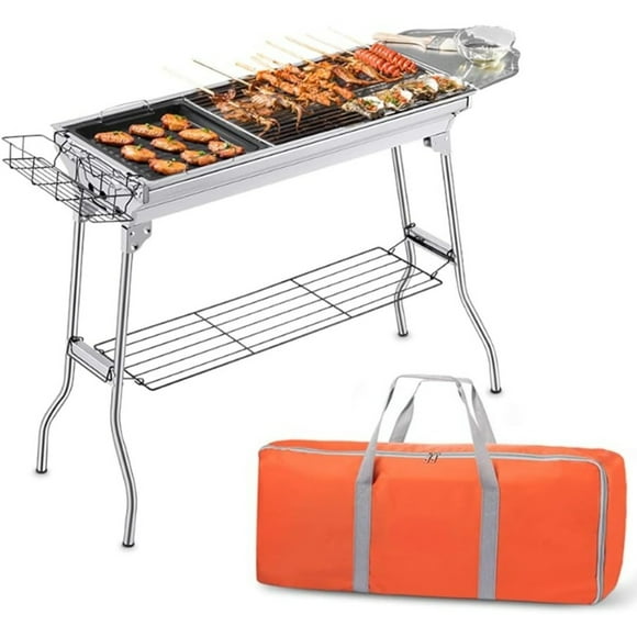 Portable Charcoal Grill,Outdoor BBQ Grill for Christmas Picnic, Thanksgiving Family Gathering and Backyard Barbecue,With Storage Bag & Non-Stick Frying Pan