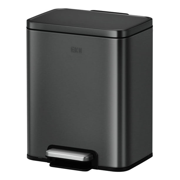 Bote de basura EKO Madison Acero Inoxidable 12 L Con tapa y pedal Negro