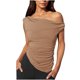 thumbnail image 3 of mfyjkho Camisetas Sin Mangas De Talla Grande, Tops Cortos Casuales Sin Mangas Para Mujer, Camisetas Lisas De Moda Con Fruncido Y Hombros Descubiertos Tops Casuales Para Mujer M, 3 of 6