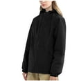 thumbnail image 2 of Women's Windbreaker Jacket Hooded Coat with Zipper Pockets Long Sleeve Outerwear for Casual Daily Wear Travel Hiking Fashion Essential for Women | CSEONE,Black XL, 2 of 7