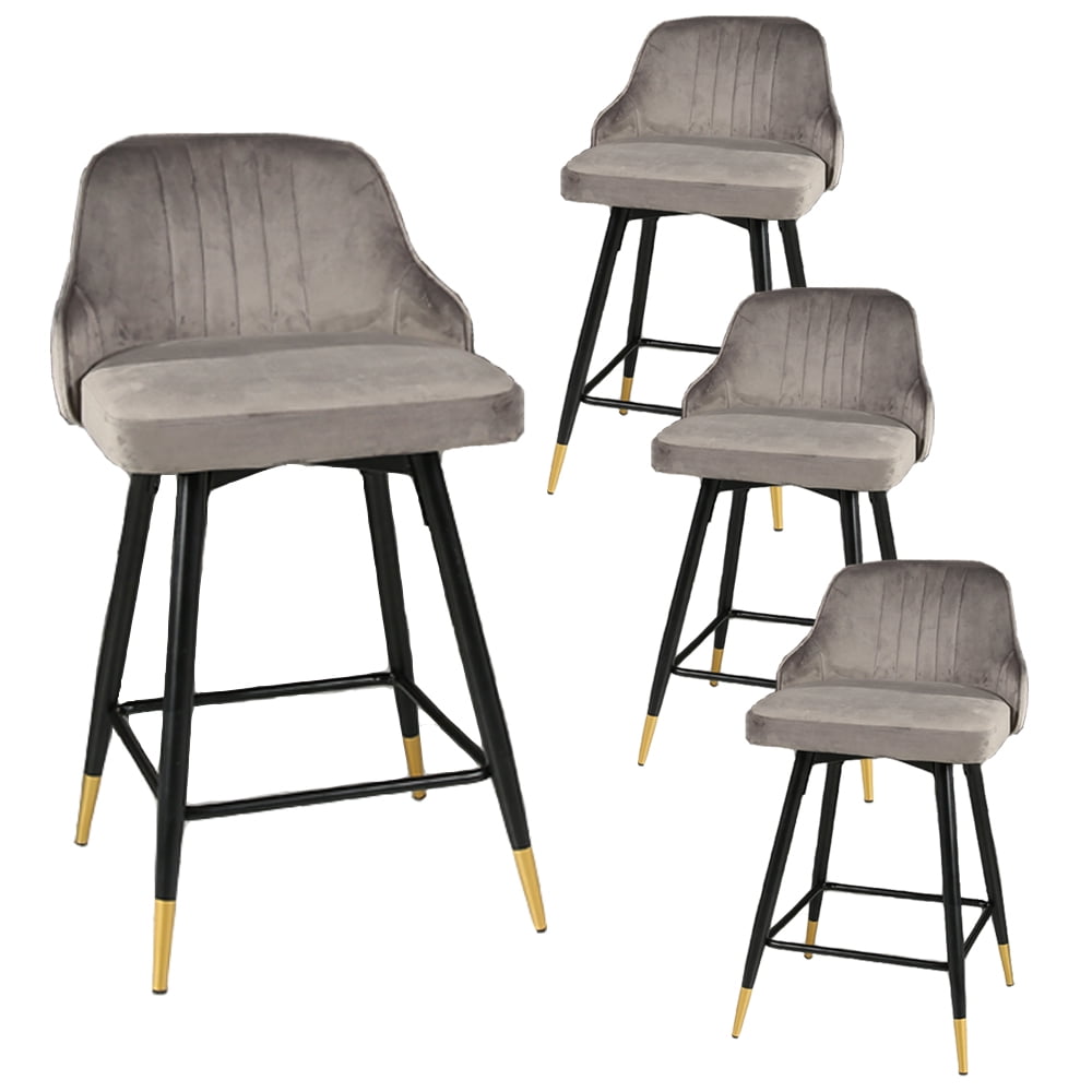 Nopurs 25" Swivel Counter Height Bar Stools Set of 4, Velvet Bar Chairs
