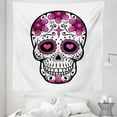 thumbnail image 1 of Sugar Skull Tapestry, Flowers and Hearts Swirls Cruciform Gothic Cultural Celebration Day, Fabric Wall Hanging Decor for Bedroom Living Room Dorm, 5 Sizes, Hot Pink Black White, by Ambesonne, 1 of 1