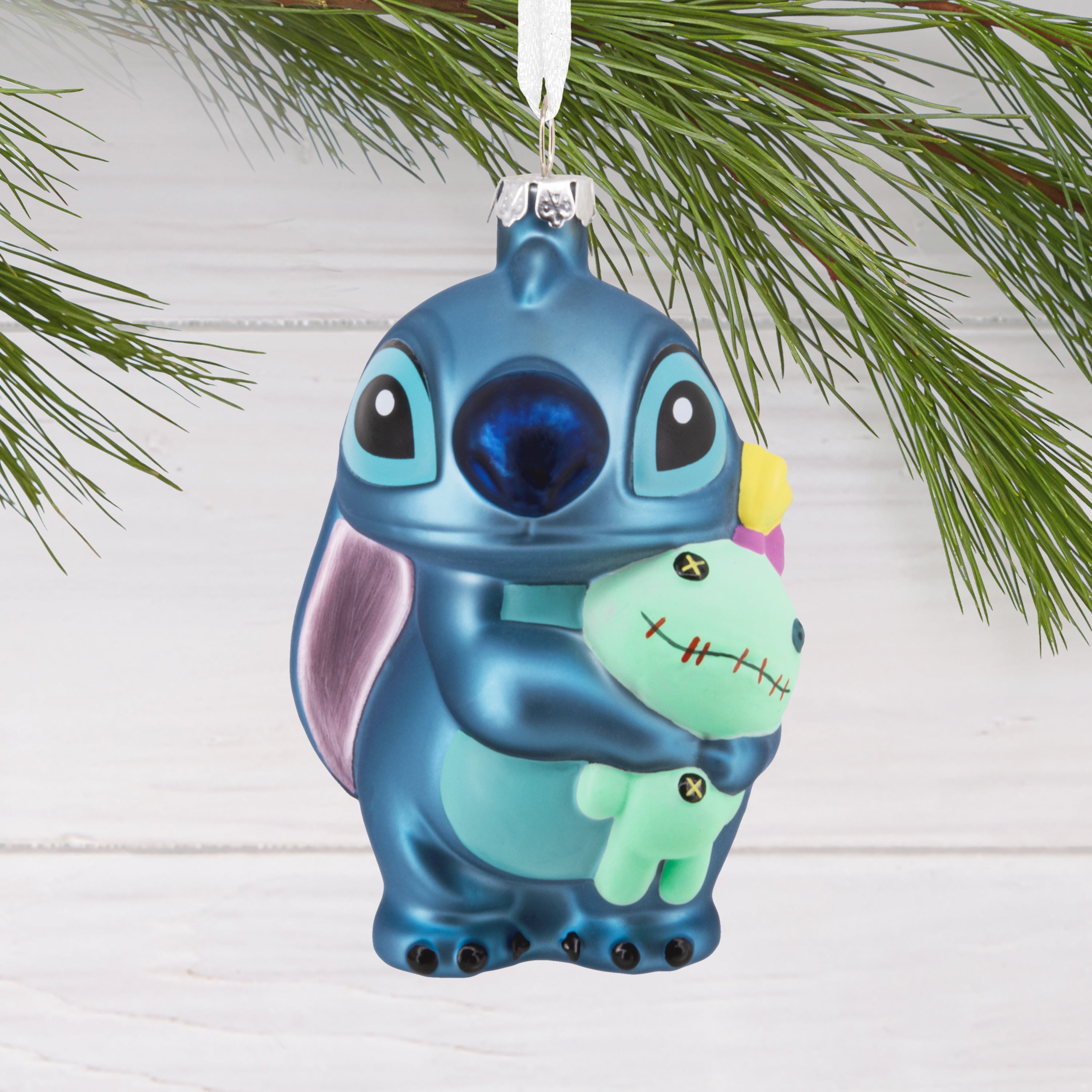 Décoration Hallmark de Noël, Stitch et Scrump, Disney, en verre