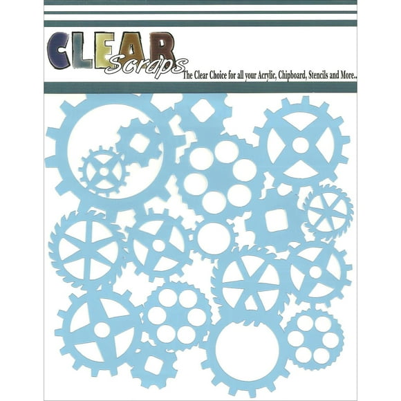 Clear Scraps Pochoirs 6 "X6"-Engrenages