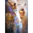thumbnail image 2 of Lund, Denton 11x14 Gold Ornate Wood Framed with Double Matting Museum Art Print Titled - Vision Of The Wolf, 2 of 4
