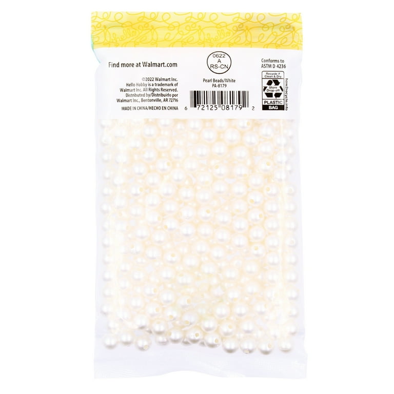 Hello Hobby 7.5mm White Pearl Beads for Unisex Kids 325ct