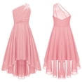 thumbnail image 5 of RUNQHUI Robe en Mousseline Brillante à une Épaule pour Enfants, Robe de Demoiselle d'Honneur pour Fillettes, Robe de Mariage, de Fête Formelle, de Bal, Rose 14, 5 of 5