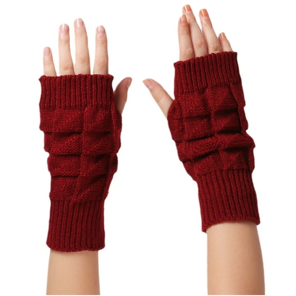 Womens Fingerless Gloves Winter Warm Knit Arm Warmers Mittens Soft Hand Crochet Wrist Warmers Thumb Hole Gloves