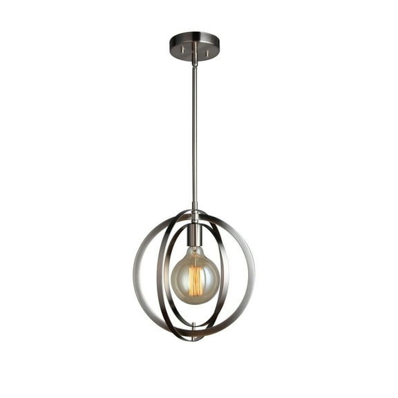 Woodbridge Lighting Geo 1-Light Metal and Glass Mini-Pendant in Satin Nickel