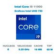 thumbnail image 3 of Procesador Intel Core I9 11900 5.20 GHz 8 Core 1200 BX8070811900, 3 of 4