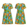 thumbnail image 3 of Bixox Robe d'Été à Manches Courtes pour Femmes Robe Ample Longueur Genou avec Poches-Ananas, 3 of 7