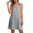 thumbnail image 4 of QSXADF Women's Summer Tank Sundress Mini Dress Fashion Casual Striped Graphic Round Neck Sleeveless Casual Regular Len Women's Dresses Vacation Dress, 4 of 5
