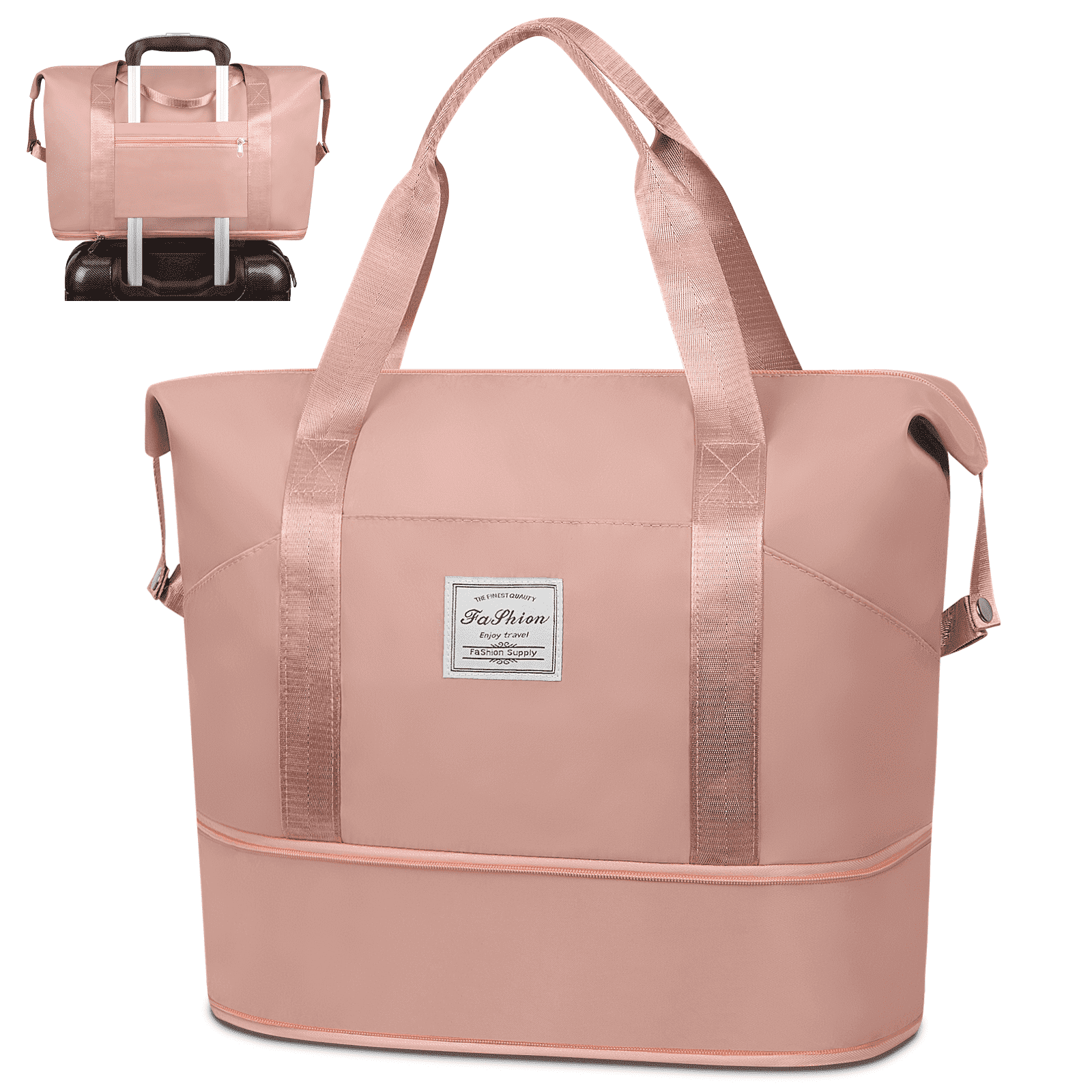 DAKOMM 35L Expandable Weekender Duffle Bag, Pink