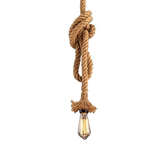 CTKcom 1 Head 1 Meter Vintage Hemp Rope Pendant Light Fixture E26/E27 Base, Vintage Ceiling Light Lamp,Retro Style for Dining Hall Restaurant Bar Lighting,110~130V, (Bulb not Included)