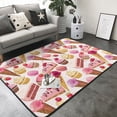thumbnail image 3 of Area Rugs For Living Room Decor - Ice Cream Cake Print Pink Soft Anti Slip Throw Washable Rugs 5x7 For Bedroom, Indoor Carpet For Bedroom Living Room 80x58In, 3 of 7