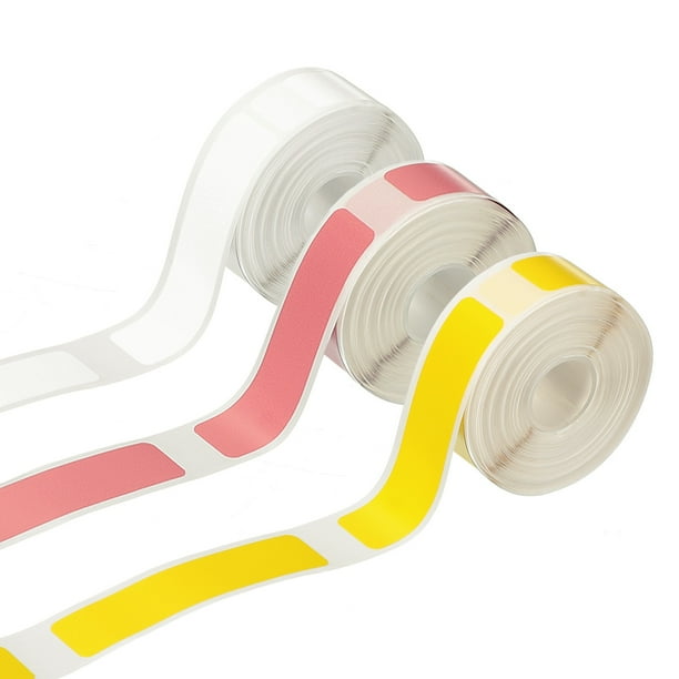 Etiquetas de Almacenamiento de Alimentos Uxcell 0.63 x 1.97 Pulgadas, 3 Rollos (130pcs por Rollo) Marcador Adhesivo de Papel para Refrigeradores, Tarros, Botellas, Contenedores, Rosa/Amarillo/Blanco