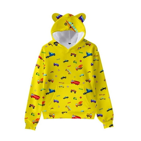 

THE WILD General Children s Sweater Cartoon Printing Cute Cat Ear Hat Long Sleeve Sweater