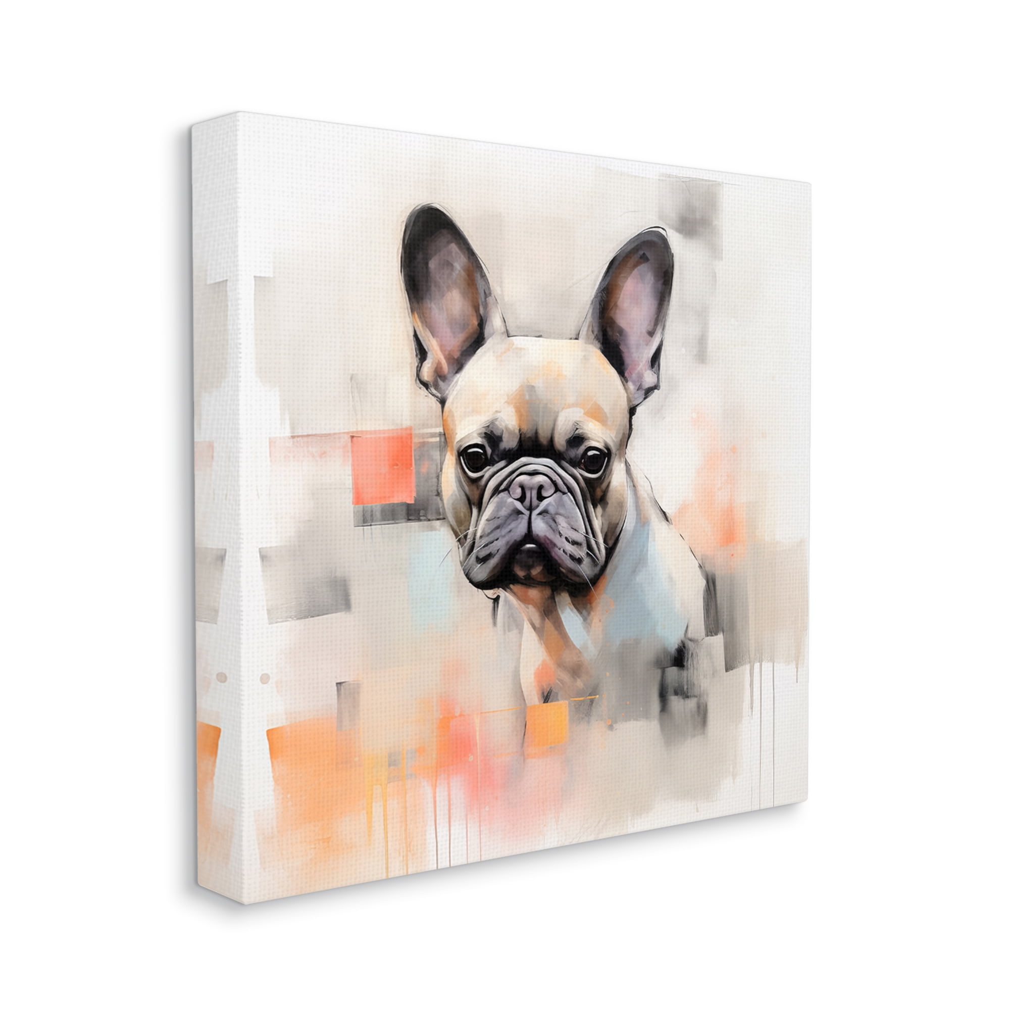 Stupell Industries French Bulldog Abstract Animals & Insects Painting Gallery Wrapped Canvas Art Print Wall Art, 30 x 30