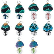 NOBRAND 10Pcs Alovely Mushroom Pendant Charms Polymer Clay Jewelry Finding Charm Lampwork Glass Charms with Mushroom Inside for Keychains DIY Crafts Making