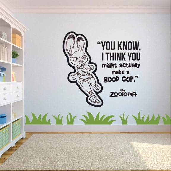 Make A Good Cop Quote Zootopia Cartoon Quotes Wall Sticker Art Decal for Girls Boys Room Bedroom Nursery Kindergarten House Fun Home Decors Stickers Wall Art Vinyl Decoration Size (40x40 inch)