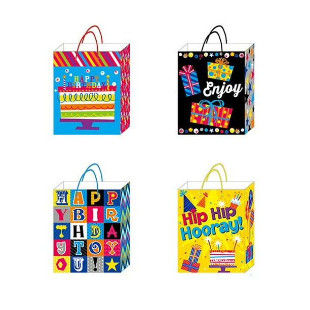 13w X 18h X 5 1 2g Extra Large Hip Hip Hooray On Matte Gift Bag 4 Designs Case Of 108 Walmart Com Walmart Com