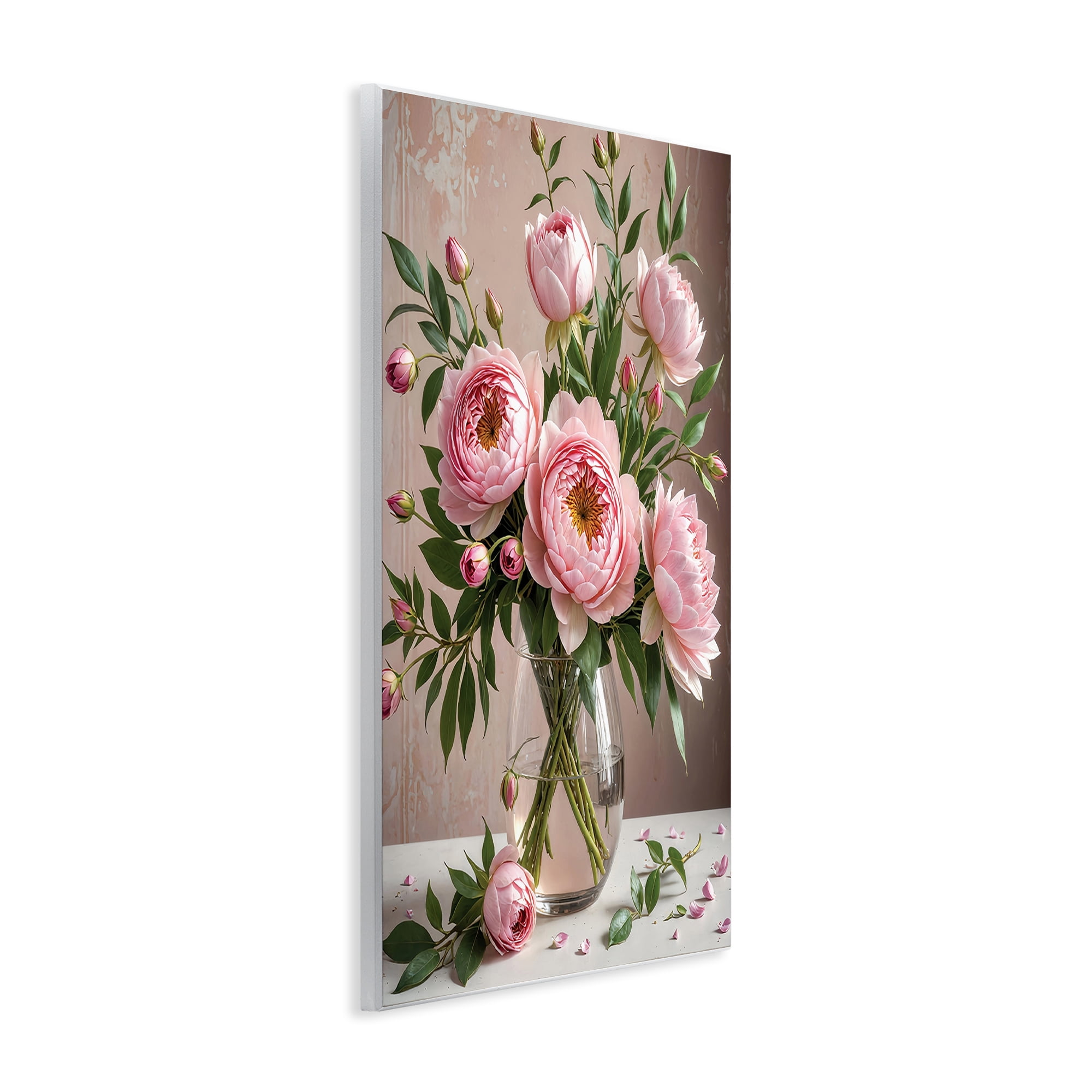 Stupell Industries Elegant Peonies in Vase Plants & Flowers Painting Unframed Art Print Wall Art, 13 x 19