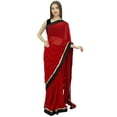 thumbnail image 5 of Atasi Women's Solid Maroon Indian Designer Georgette Saree With Blouse Piece, 5 of 8