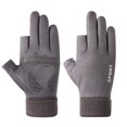 thumbnail image 1 of Gloves Men's Winter Cold-proof Windproof Warm Fleece-lined Touch Screen Outdoor Riding Driving Motorcycle Take-out Half Finger Leakage, 1 of 4