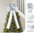 thumbnail image 5 of Christmas Tree Topper Bow, 9.84 in Glitter Christmas Tree Decoration with Bows & Decorative Spruce Branch, Xmas Holiday Decoration for Snowman, 5 of 8