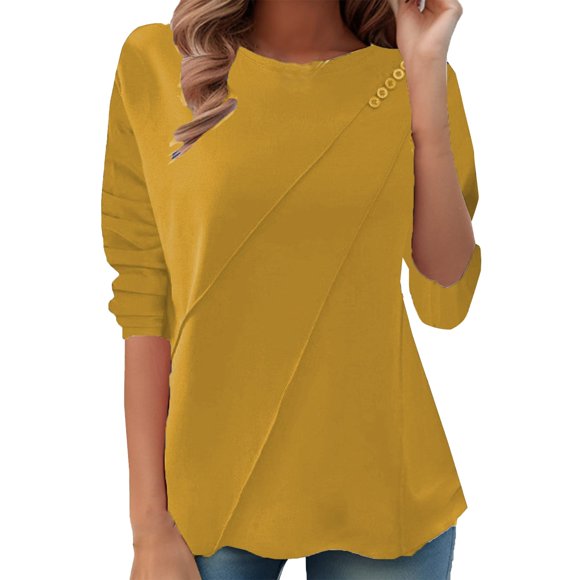 UANWENN Spring and Autumn Long Sleeve Shirt for Women New Large Size Loose Top That Appears and Versatile As An Undershirt Womens Shirts 3 4 Sleeve 3x Tunic Womens plus Short Sleeve Blouse plus T