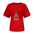 thumbnail image 4 of TINZ T-Shirt pour Femme Été Haut à Manches Courtes Col Rond Haut à Motif Haut Décontracté Chandails de Football pour Dames Chandails d'Été pour Femmes T-Shirt à Manches Courtes, 4 of 4